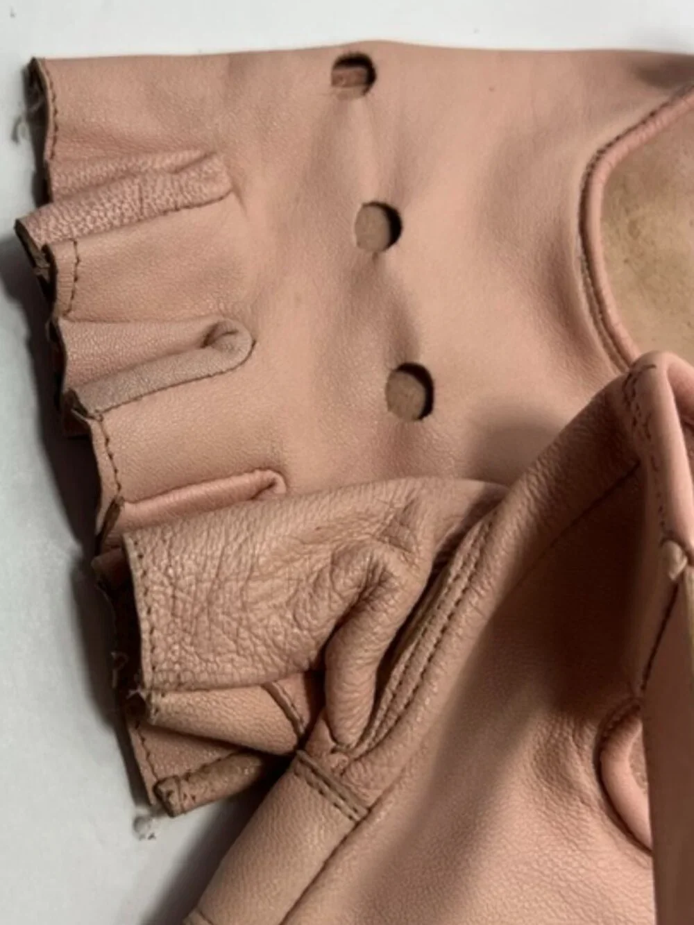 Ladies Pink Leather Fingerless Biker Gloves Motorcycle Riding Large